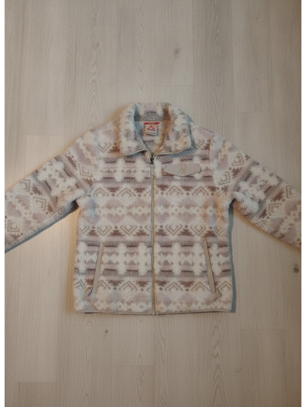 Gerry Men's Medium Fleece Jacket Beige Brown Patterned